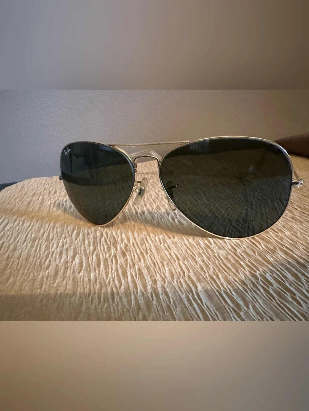 Vintage Ray-Ban Gold Frame Aviator Sunglasses with Dark Gray Lenses